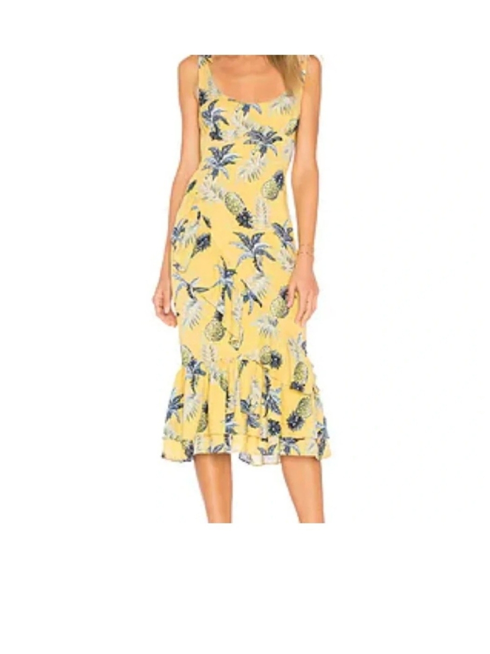MAJORELLE Yellow Tropical dress Sz S